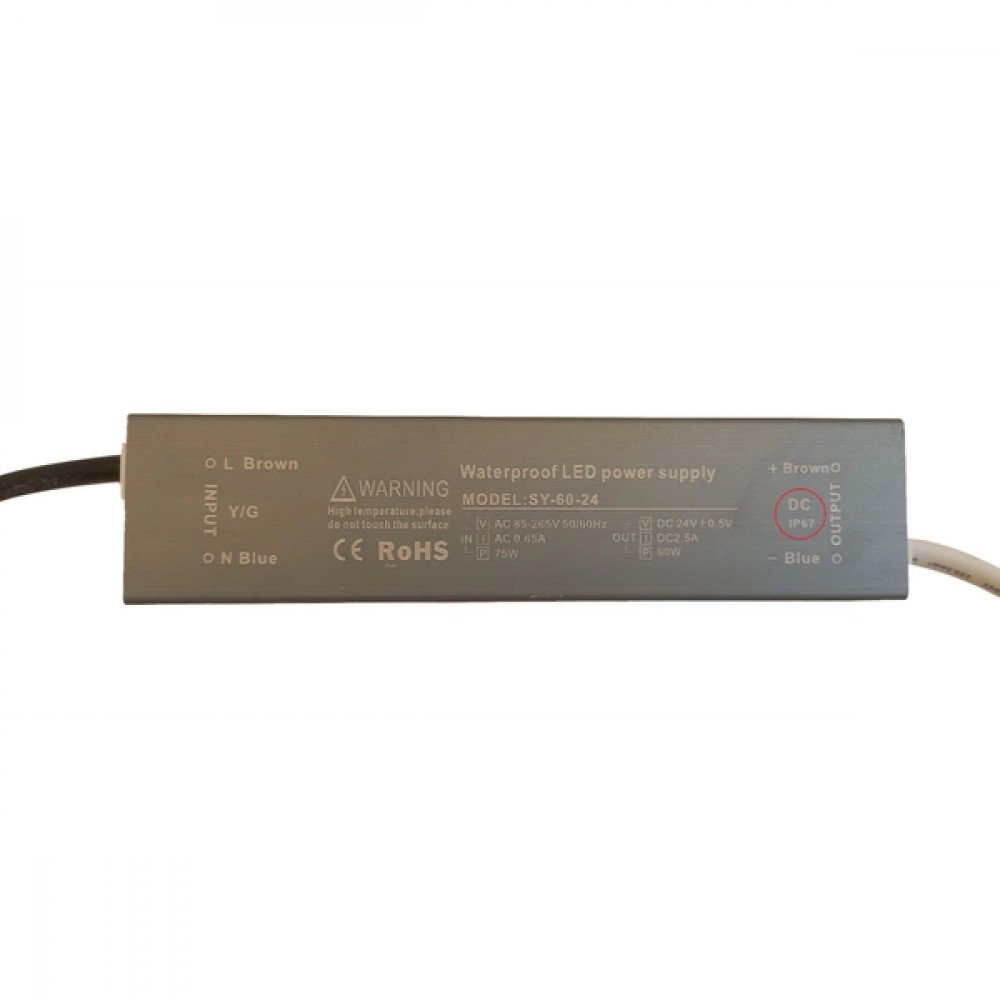 Driver Aut Slim 24v 60w 2.5A IP67 (Ws)